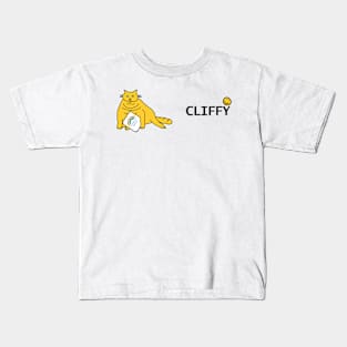 Cliffy Cuddly Cat Essential Worker Rainbow Kids T-Shirt